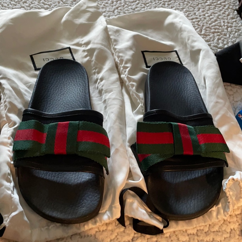 Authentic Gucci slides with duster bags